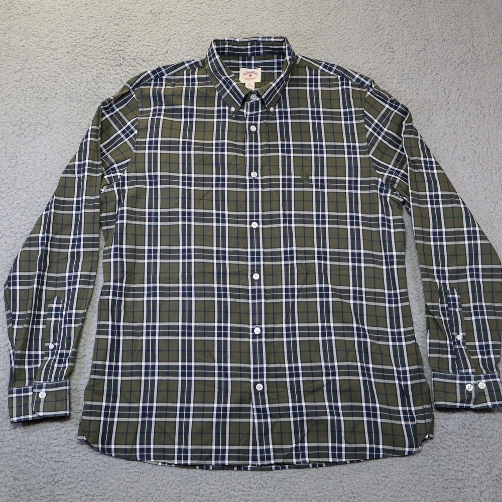 Brooks Brothers Red Fleece Mens XL Green Plaid Button Down Shirt Long Sleeve
